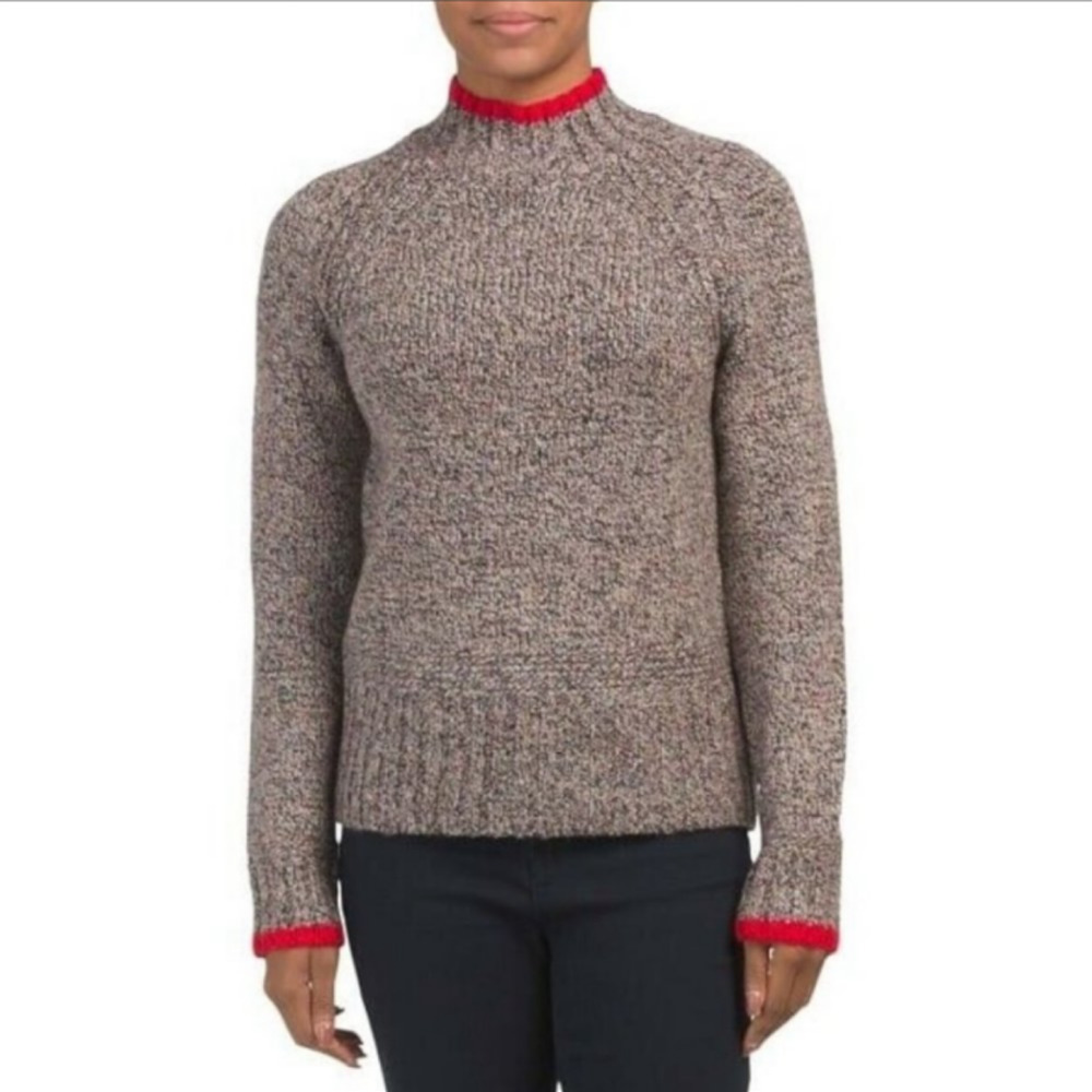 Rachel Zoe Marled Mock Neck Long Sleeve Pullover Knit Sweater Size Medium